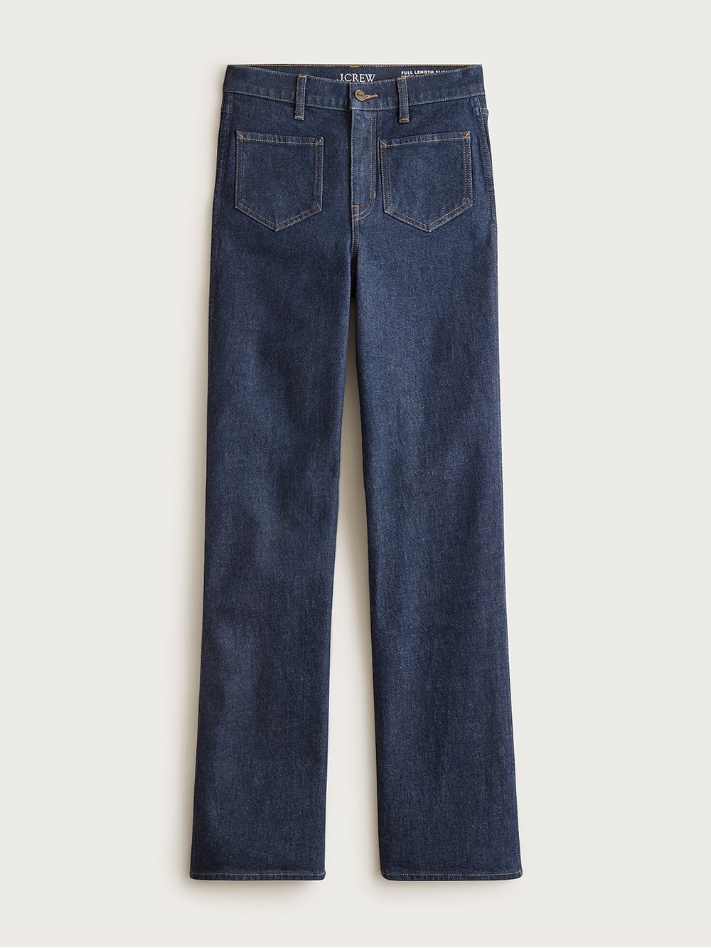 J. Crew Full Length Slim Wide Jean with Patch Pockets in Rinse Wash - Picture 6 of 12